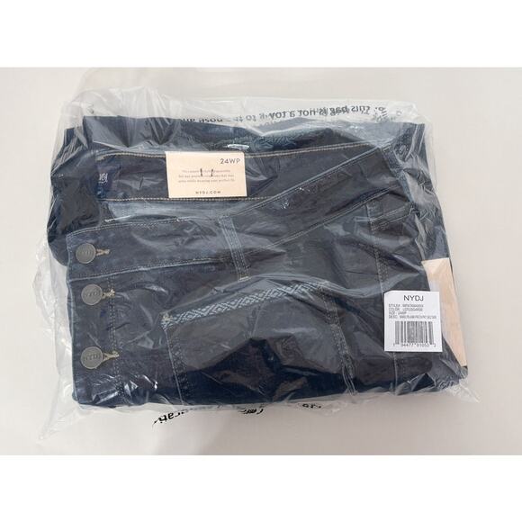 NYDJ Marilyn Ankle Embroidered Denim Jeans Lotus Gardens Womens 24W Petite New - Picture 13 of 15